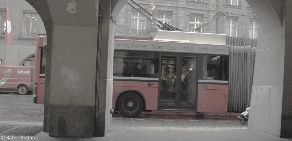 Fotokomposition Bus in Bern, Mai 2016