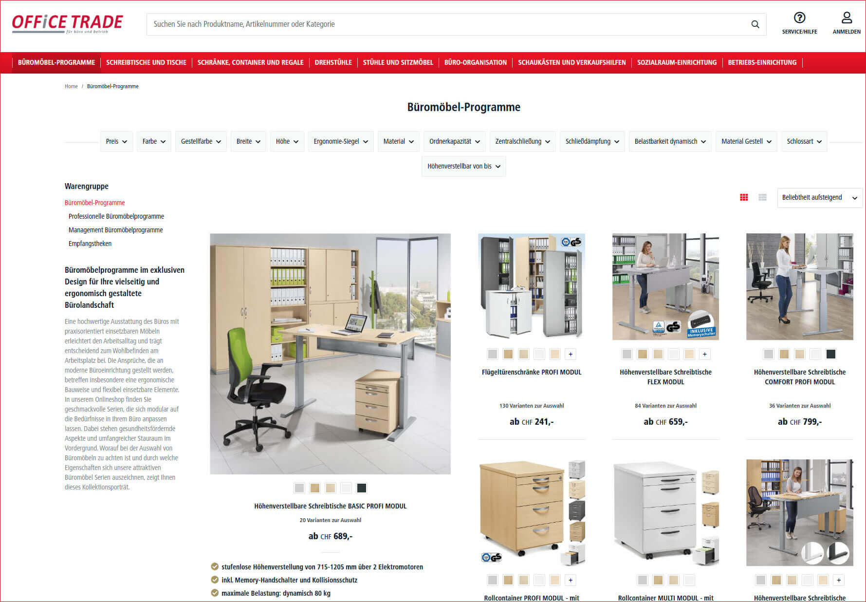 Büromöbel-Shop von Office-Trade.ch: Hier Büromöbel online aussuchen und bestellen.